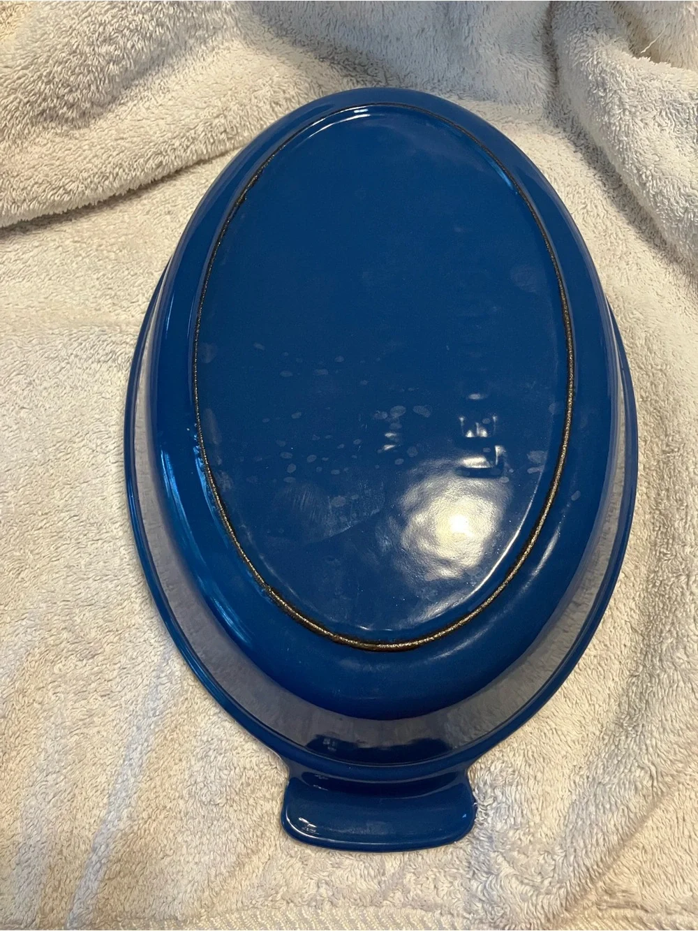 Vintage Le Creuset Cobalt Blue Ceramic Oval Baking Dish with Side Handles #28